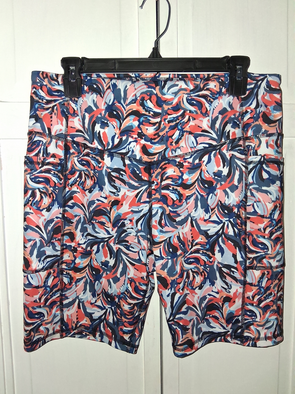 AB3 Navy, Coral & Light Blue Swirl Bike Shorts